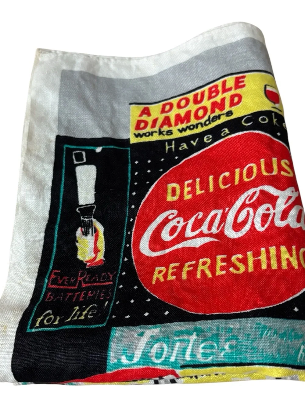 Vintage Souvenir Piccadilly Circus London Tea Towel Mid Century Street Scene